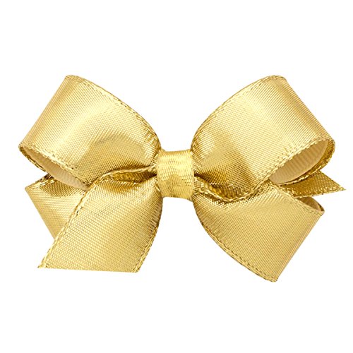 Wee Ones Girls' Metallic Overlay Hair Bow on a WeeStay No Slip Clip, Mini, Gold Beauty & Personal Care Wee Ones