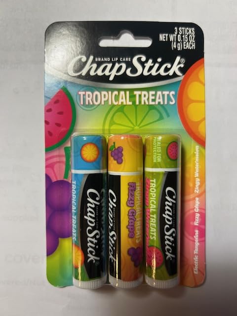 Chapstick Tropical Treats 3ct: Zingy Watermelon, Electric Tangerine & Fizzy Grape Beauty and Personal Care ChapStick