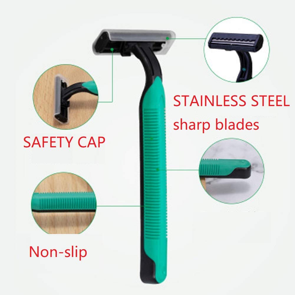Twin Blade Disposable Razors,Stainless Steel Blade Individually Wrapped Razors Bulk,Manual Razors with Clear Safety Cap Beauty and Personal Care Ttarxug