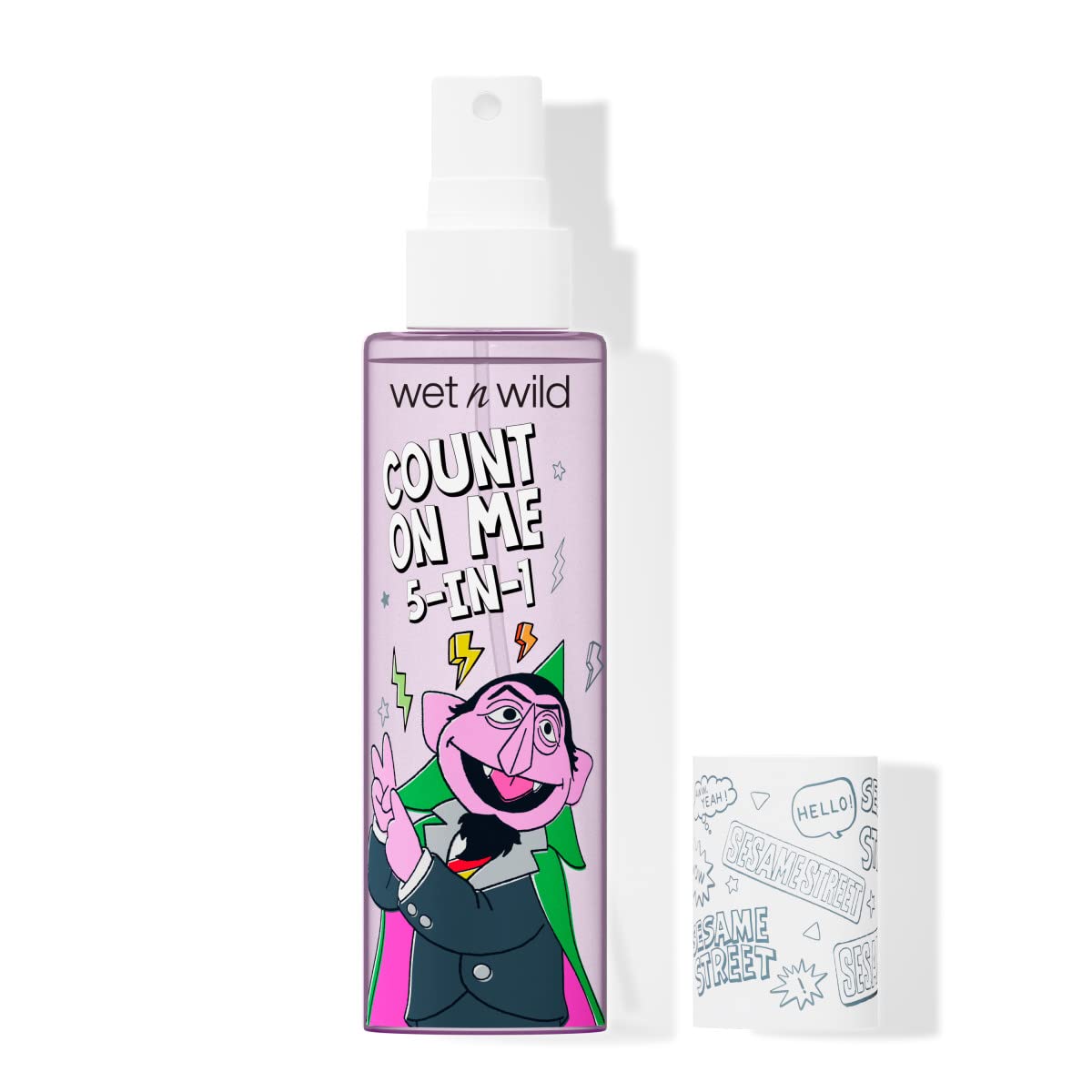 wet n wild Sesame Street 5-in-1 Prime & Set Face Mist, Floral Scented Makeup Setting Spray with Hyaluronic Acid & Niacinamide, Cruelty-Free - Count On