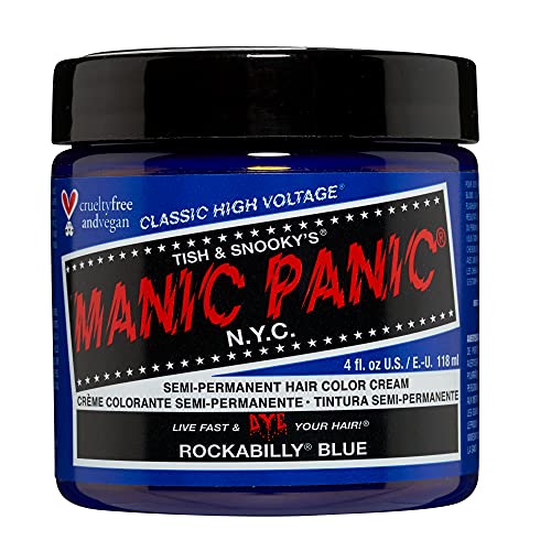 MANIC PANIC Classic Rockabilly Blue Semi Permanent Hair Color - True Neutral Blue Hair Dye for Women & Men That Lasts 4-6 Weeks - Vegan, Ammonia Beauty & Personal Care MANIC PANIC