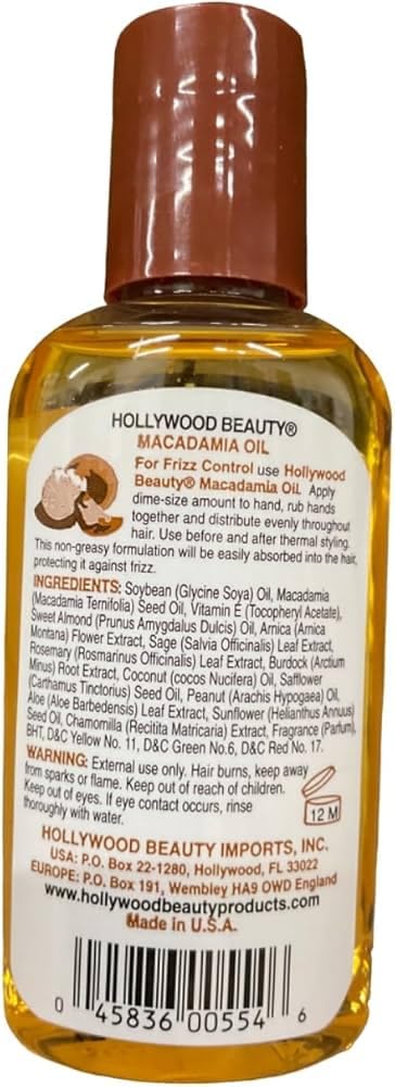 Hollywood Beauty Macadamia Oil, 2 Oz Beauty & Personal Care Hollywood Beauty