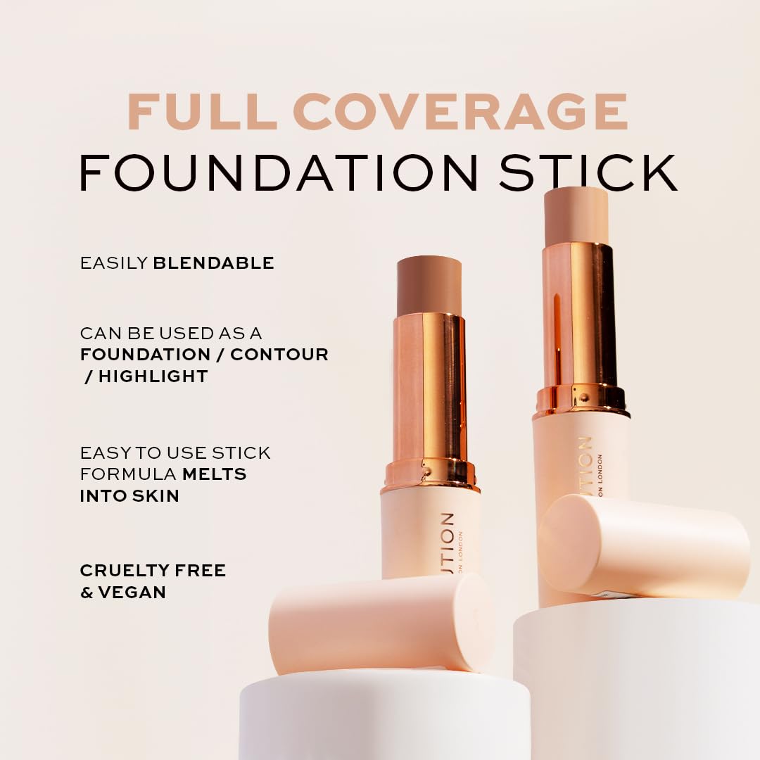 Makeup Revolution Fast Base Stick Foundation, Contour & Highlight, Flawless Skin & Matte Finish, F2 for Fair Skin Tones with Yellow Undertone, Vegan Beauty & Personal Care Makeup Revolution