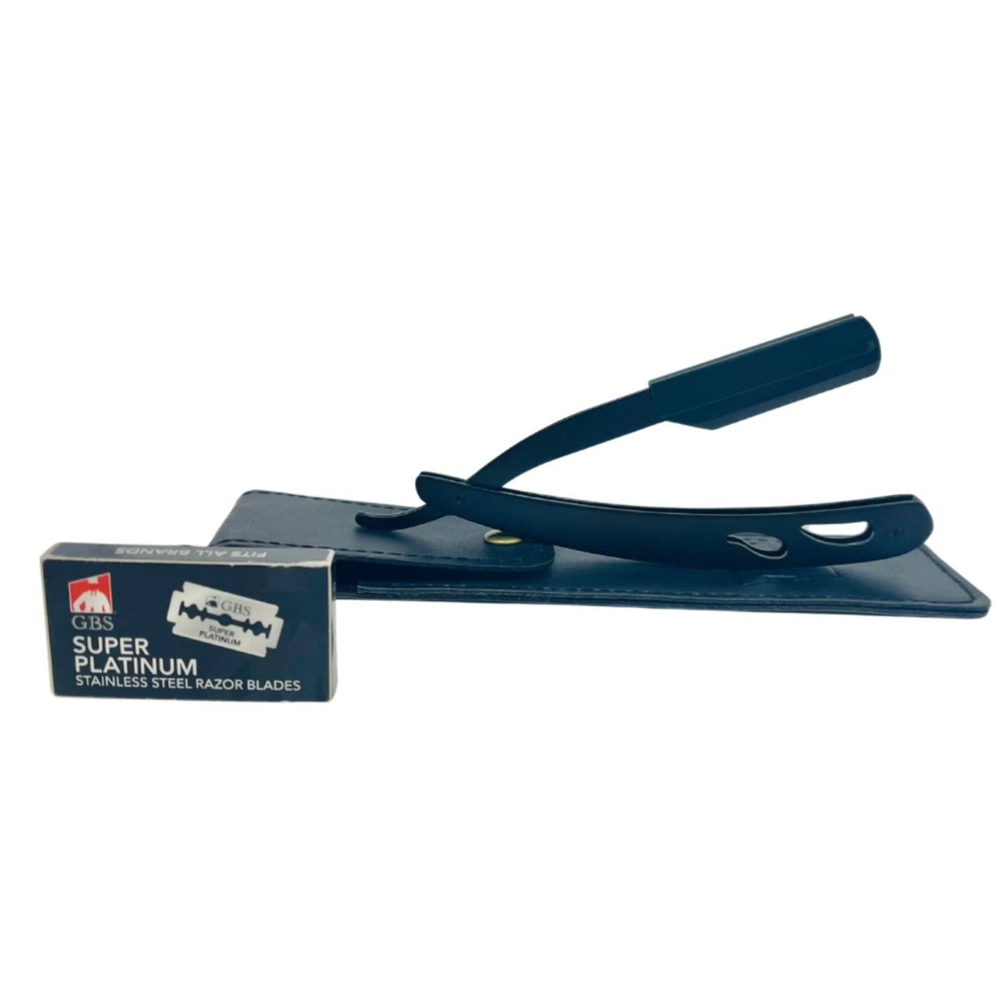 G.B.S Barber Straight Edge Interchangeable Razor Shavette - Chrome & Black Stainless Steel Razors with Travel Cases & 20 Refill Blades (Pack of 2) Beauty and Personal Care G.B.S
