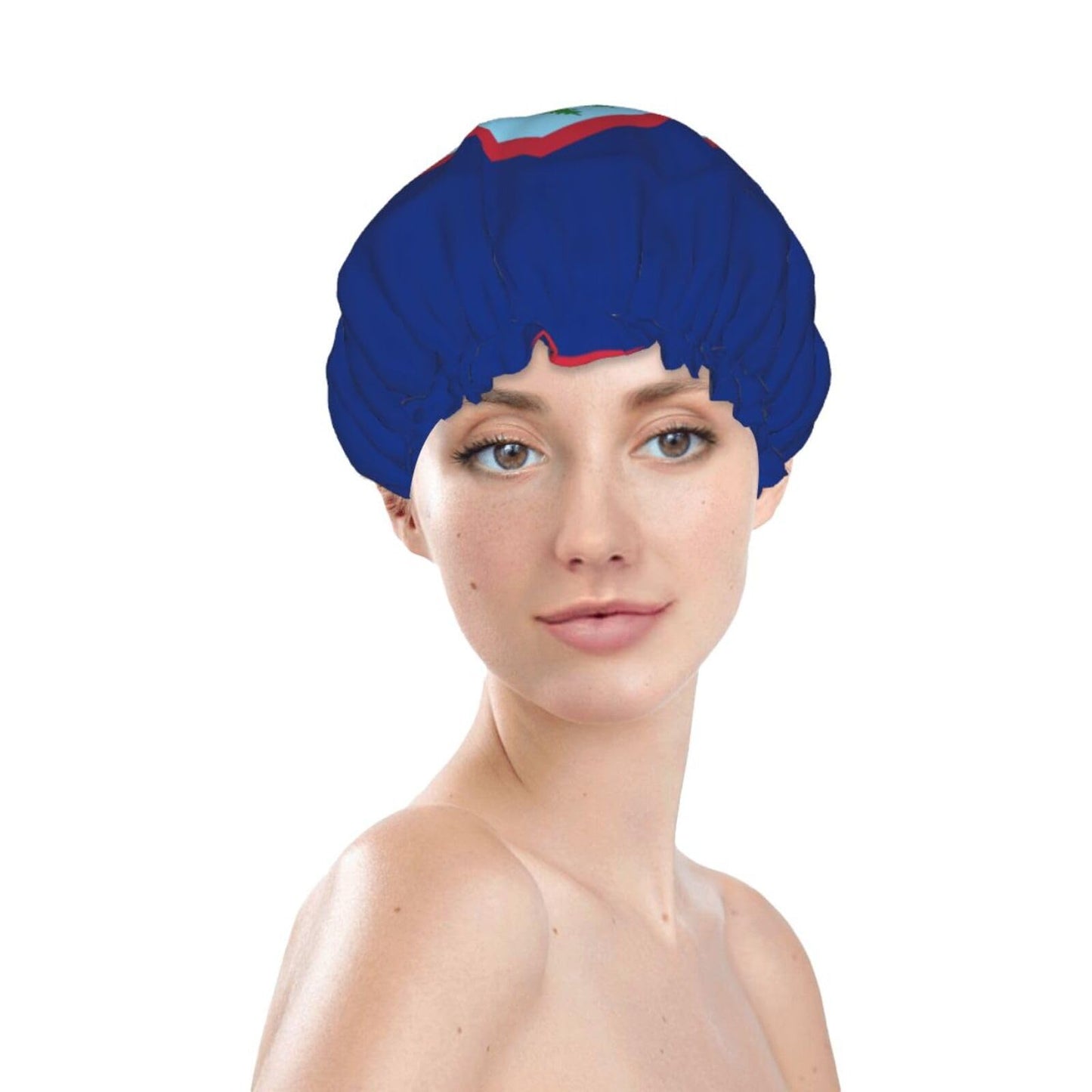 Guam Flag Prints Shower Cap Double Layer Lined Waterproof Bathing Shower Hat Beauty and Personal Care Hayyett