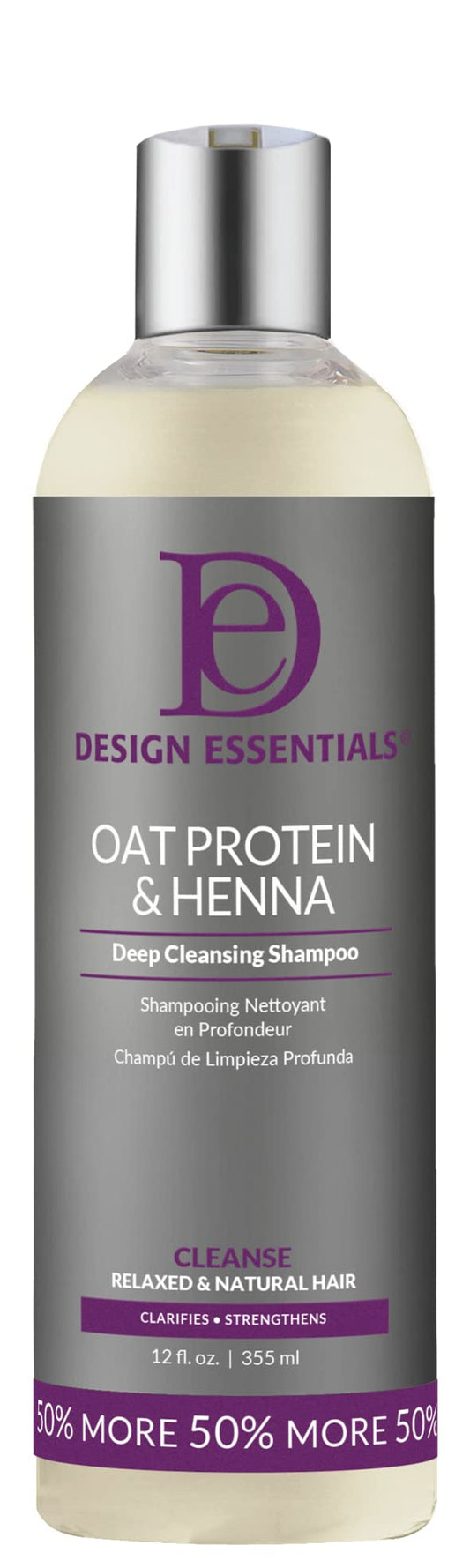 Design Essentials Oat Protein & Henna Deep Cleansing Shampoo for Relaxed & Natural Hair, Clarifies, Strengthens, & Volumizes Hair - Sulfate-Free, 12 Beauty & Personal Care Design Essentials