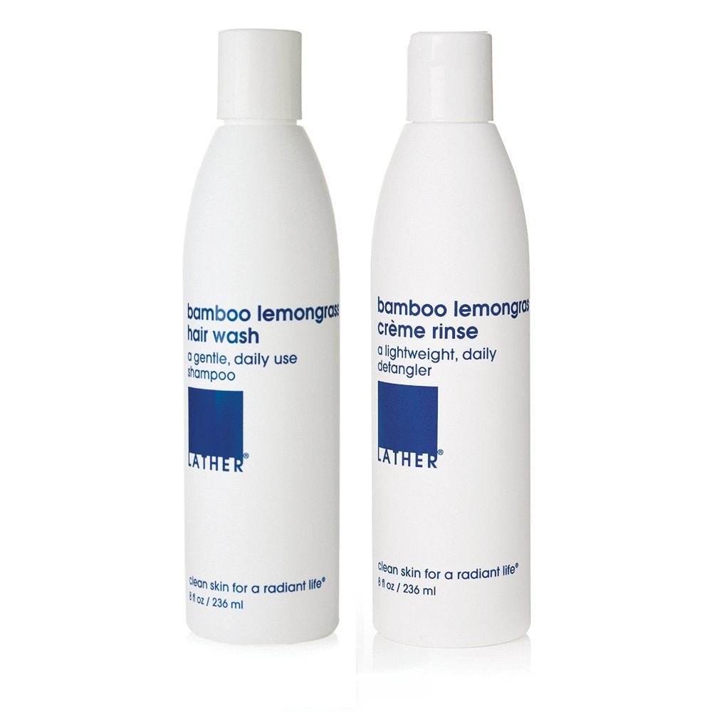 LATHER Bamboo Lemongrass Shampoo & Conditioner Set - Gentle Daily Moisturizing Shampoo & Hair Detangler Conditioner for All Hair Types - Lightweight Beauty & Personal Care LATHER