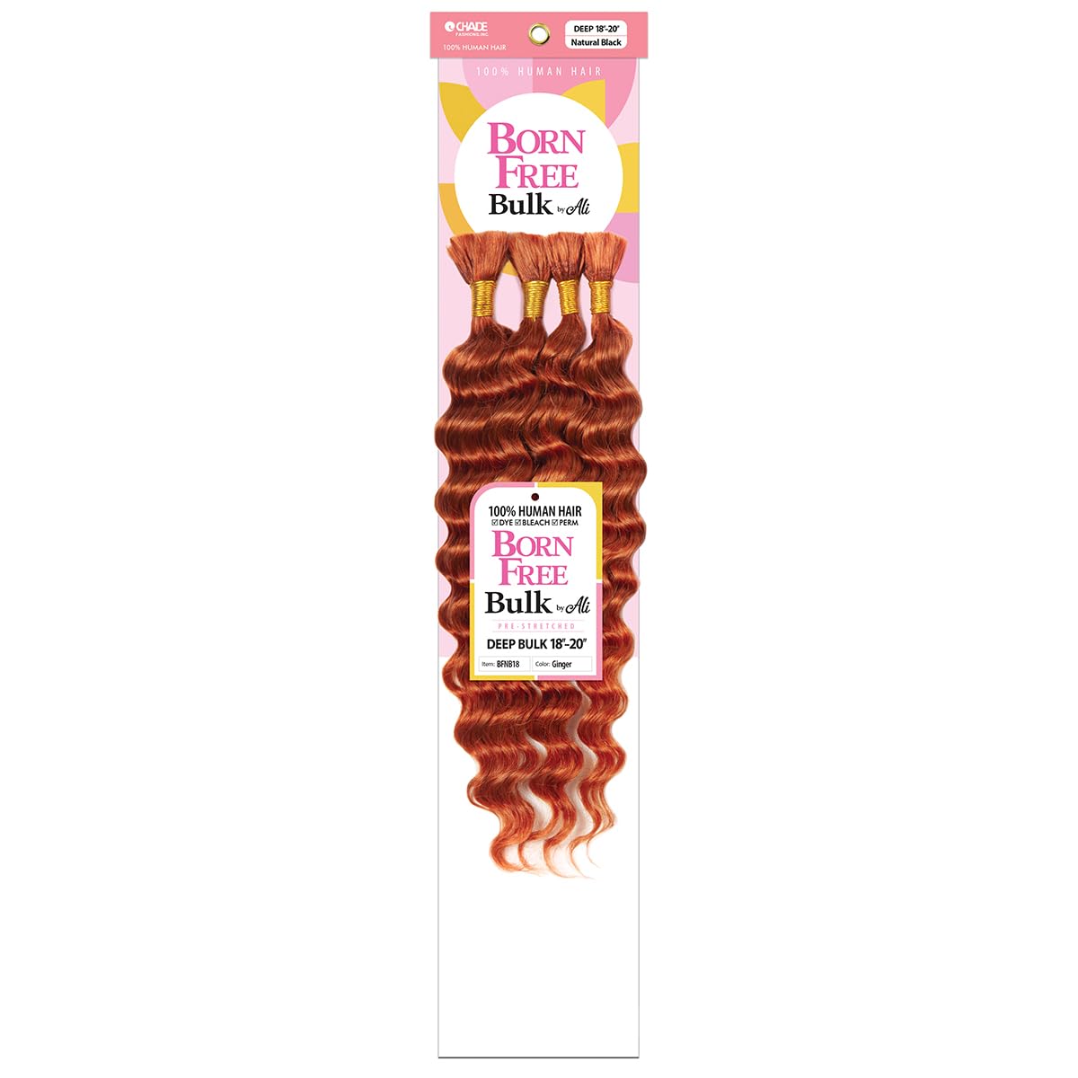 Born Free Bulk by Ali 100% Human Hair Pre Stretched Micro Braiding Hair - DEEP BULK 18"-20" (1B)