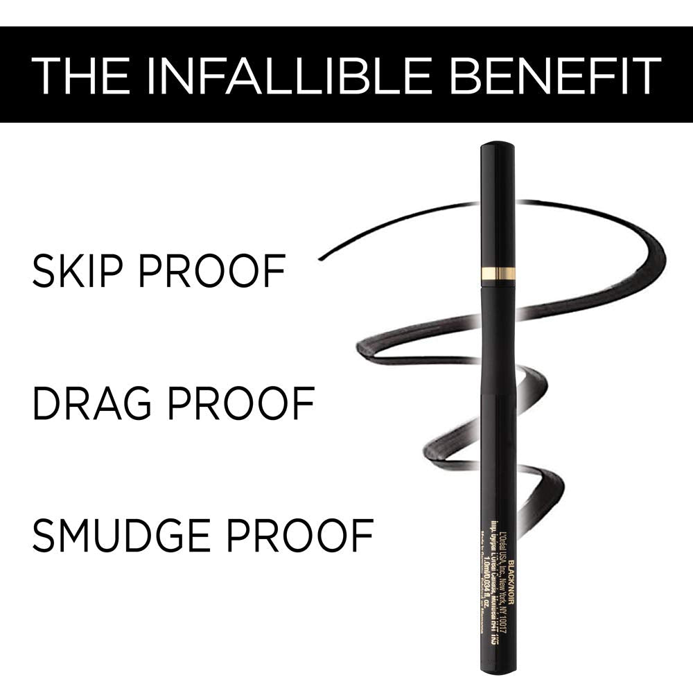 L'Oreal Paris Makeup Infallible Super Slim Long-Lasting Liquid Eyeliner, Ultra-Fine Felt Tip, Quick Drying Formula, Glides on Smoothly, Brown, Pack