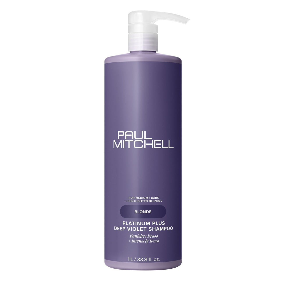 Paul Mitchell Platinum Plus Deep Violet Shampoo, Banishes Brass + Intensely Tones, Ideal for Blonde, Highlighted, Gray or Silver Hair, 33.8 fl oz