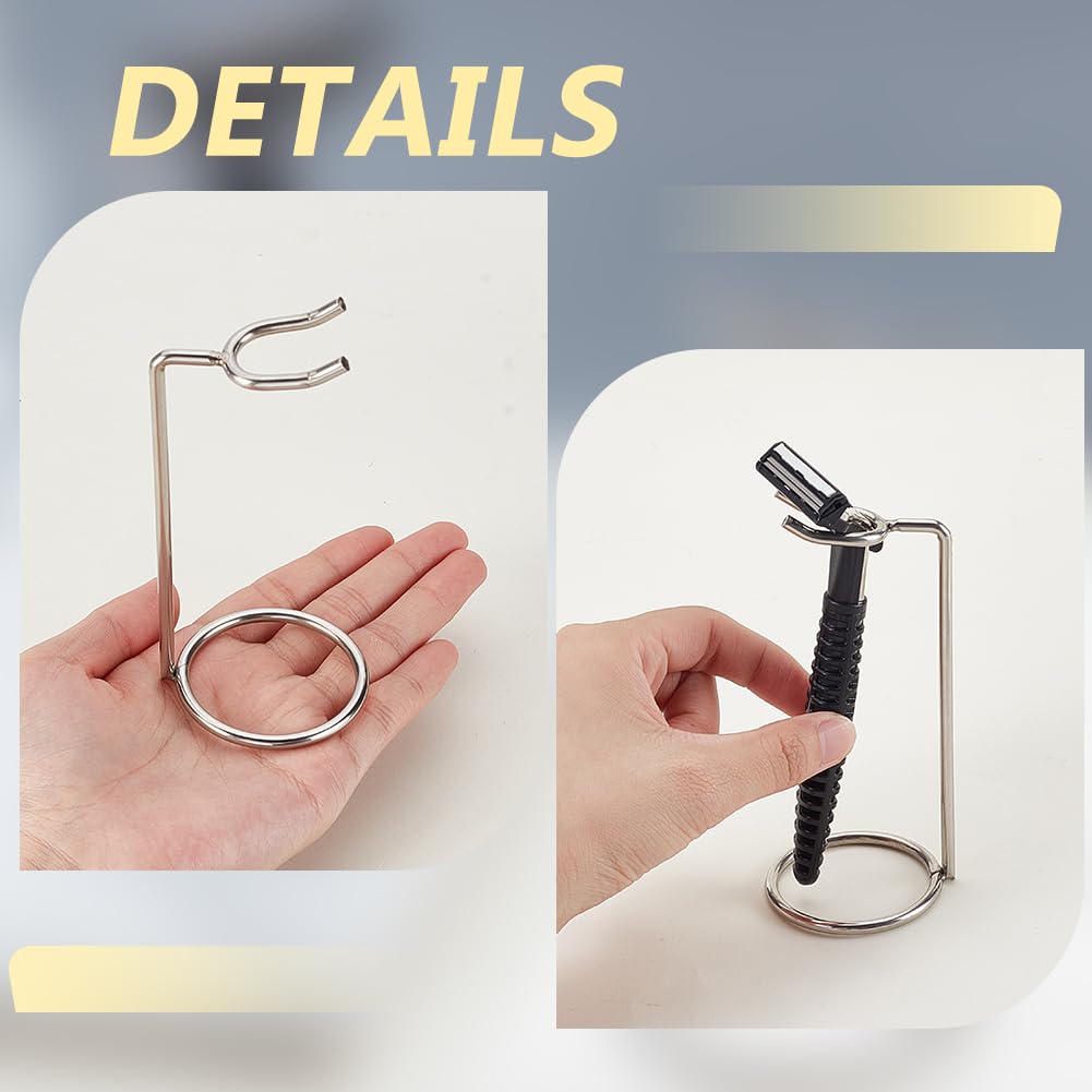AHANDMAKER 2 Pack Stainless Steel Safety Razor Stand for Razors and Brushes 2x4.8in Heavy Duty Razor Holder Shaving Brush Organizer for Bathroom Beauty and Personal Care AHANDMAKER