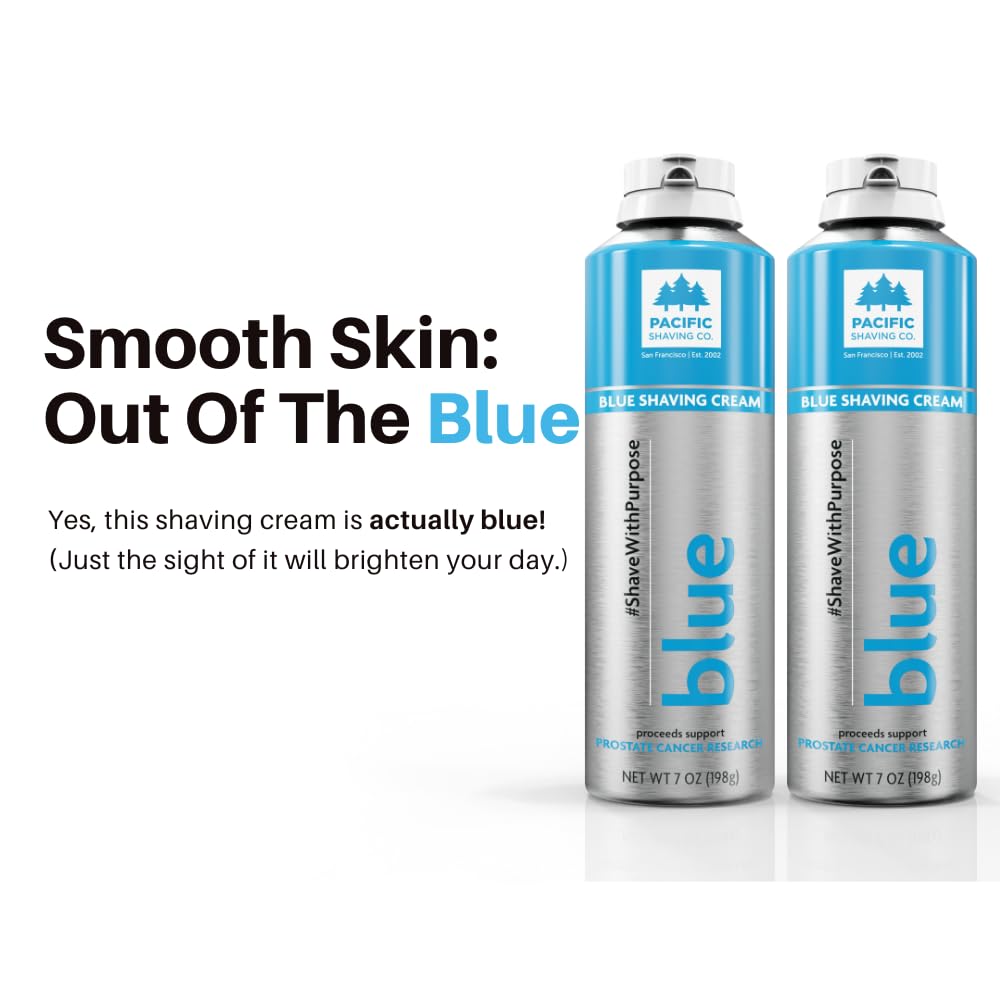 Pacific Shaving Company Blue Shaving Cream - Foaming Colorful Shaving Cream - Hydrating, Redness Reducing + Irritation Free Shave Cream (7 Oz) Beauty & Personal Care Pacific Shaving Company