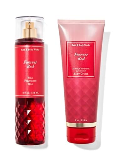 B & Body Works Bath and Body Works - Forever Red - Gift Set - Fine Fragrance Mist & Body Cream - 2020 Full Size Beauty & Personal Care Bath & Body Works