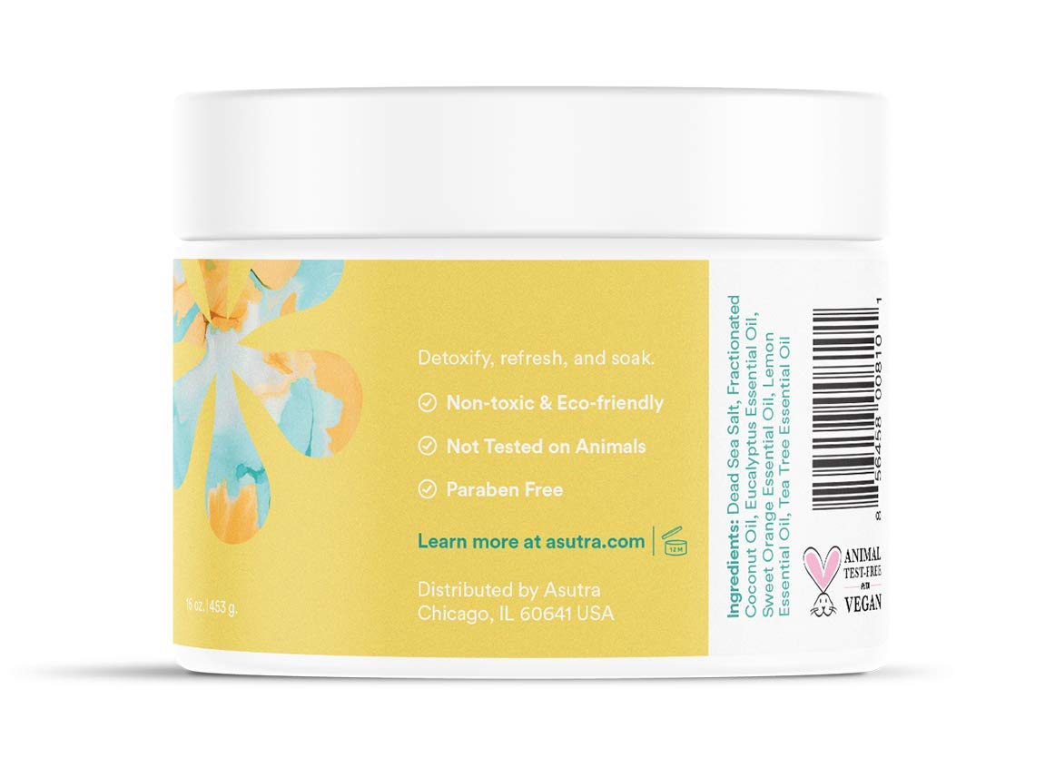 ASUTRA Dead Sea Bath Salts (Detox & Slim Down), 16 oz - Soak in Rich & Vital Healing Minerals - Purify & Energize with Eucalyptus, Sweet Orange Beauty and Personal Care ASUTRA