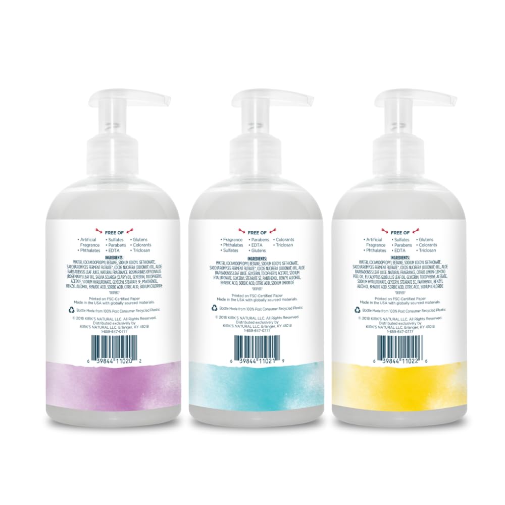 Kirk's Hydrating Hand Wash - Made with Coconut Oil and Aloe Vera, With Odor Neutralizing Technology To Help Eliminate Odors, Non-GMO, Vegan, Variety Beauty & Personal Care Kirk's