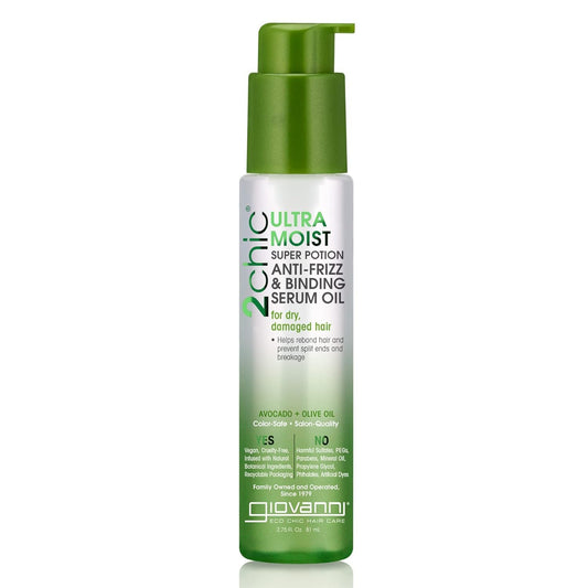 GIOVANNI 2chic Ultra-Moist Super Potion - Anti Frizz Binding Serum, Prevents Split Ends, Avocado & Olive Oil, Aloe Vera, Shea Butter, Botanical Beauty & Personal Care GIOVANNI
