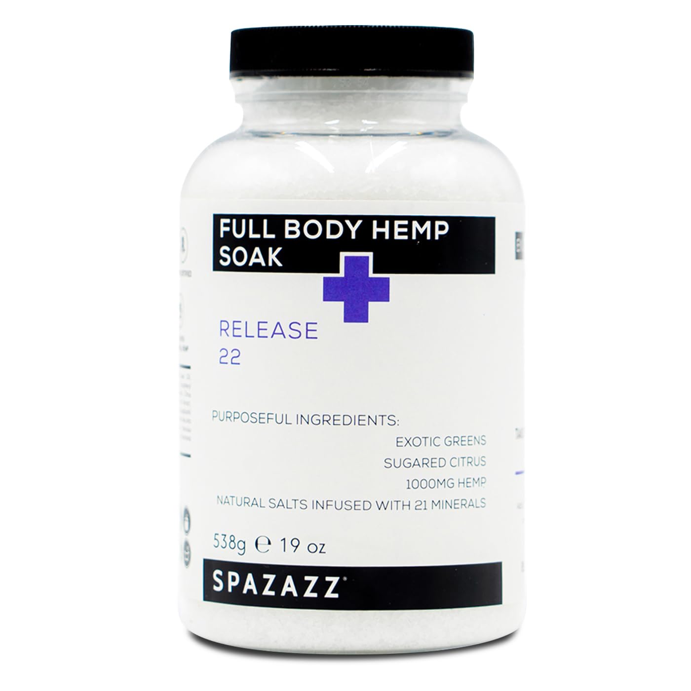 Spazazz Full Body Hemp Soak - 1000mg Hemp - Spa Hot Tub & Bath Aromatherapy Bath Salt Crystals - 538g/19oz (Release 22) Beauty and Personal Care Spazazz