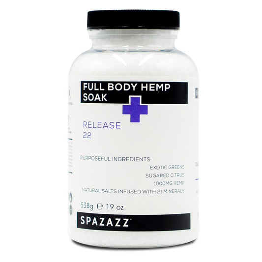 Spazazz Full Body Hemp Soak - 1000mg Hemp - Spa Hot Tub & Bath Aromatherapy Bath Salt Crystals - 538g/19oz (Release 22) Beauty and Personal Care Spazazz