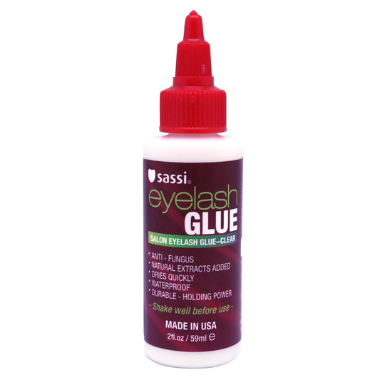 Sassi Eyelash Glue Clear 2oz | Quick-Drying, Natural Extract Formula, Waterproof, Durable Hold, Long-Lasting, Lash Adhesive | Made in USA