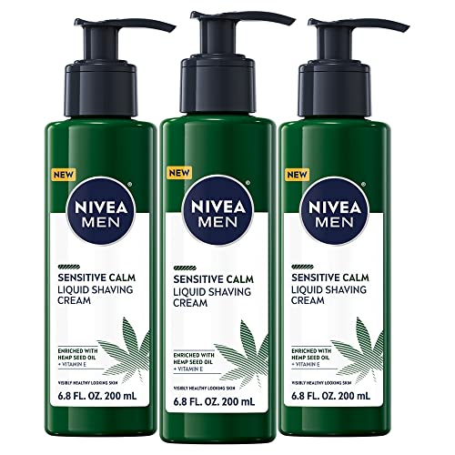 NIVEA MEN Sensitive Calm Liquid Shaving Cream with Vitamin E and Hemp Seed Oil, 3 Pack of 6.8 Fl Oz Pump Bottles Beauty & Personal Care NIVEA MEN