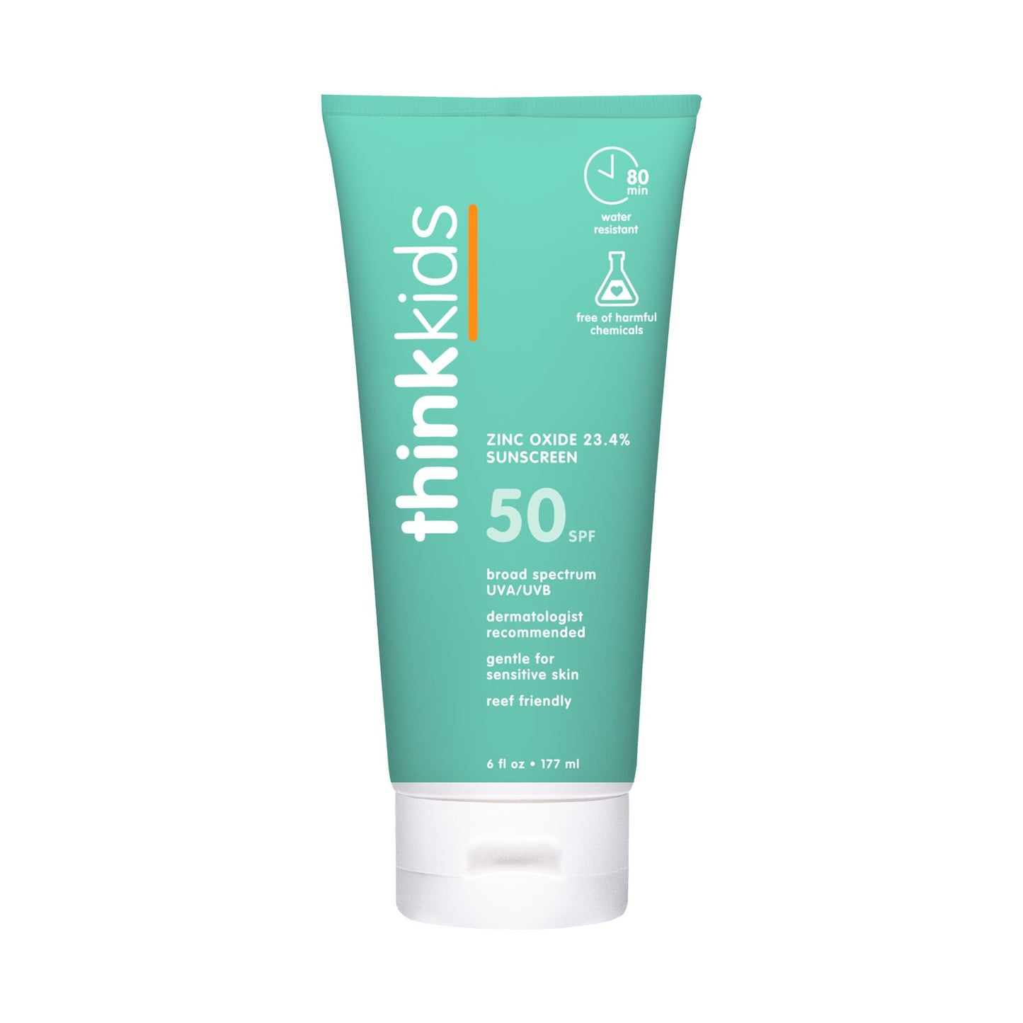 Thinkkids SPF 50+ Mineral Sunscreen, 6 Fl Oz - Safe, Natural Baby Mineral Sunscreen for Children - Water Resistant Sun Cream - Broad Spectrum UVA/UVB Beauty and Personal Care THINK Default Title