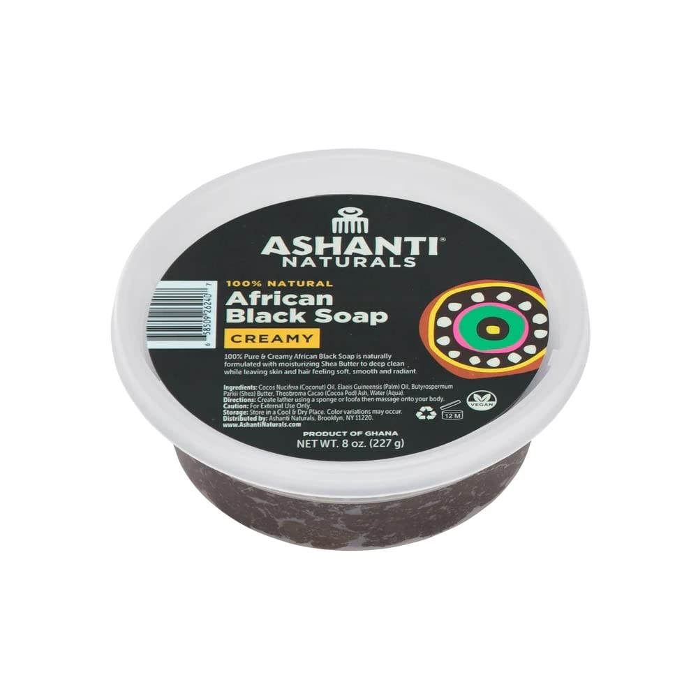 Ashanti Naturals 100% AFRICAN CREAMY BLACK SOAP, 8 OZ. Beauty & Personal Care Ashanti Naturals