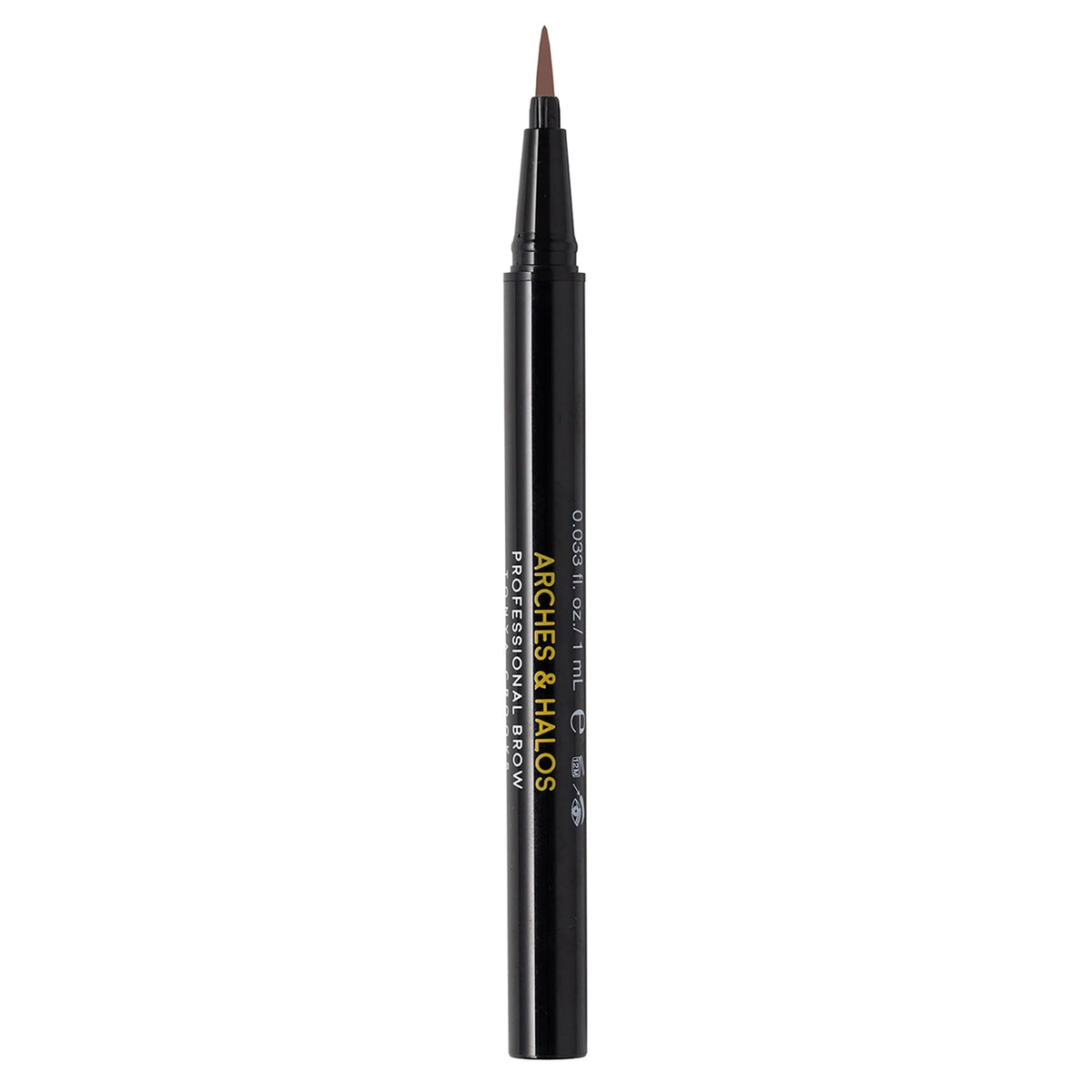 Arches and Halos Fine Bristle Tip Pen - Eyebrow Pencils for Women - Vegan Brow Pencil - Smudge-Proof, Buildable Formula - Dark Brown - 0.02 oz