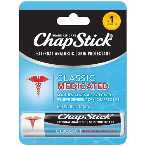 ChapStick Classic Medicated Lip Balm - External Analgesic, Skin Protectant for Dry Lips & Cold Sore Pain Relief, 0.15 Oz Ea Beauty and Personal Care ChapStick
