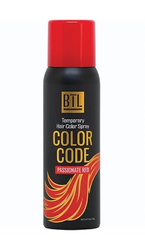 BTL Color Code Temporary Hair Color Spray-On! Vibrant & Easy to Wash | Fast Drying (3oz/80g) (Passionate Red, 3oz/80g) Beauty & Personal Care BTL Professional