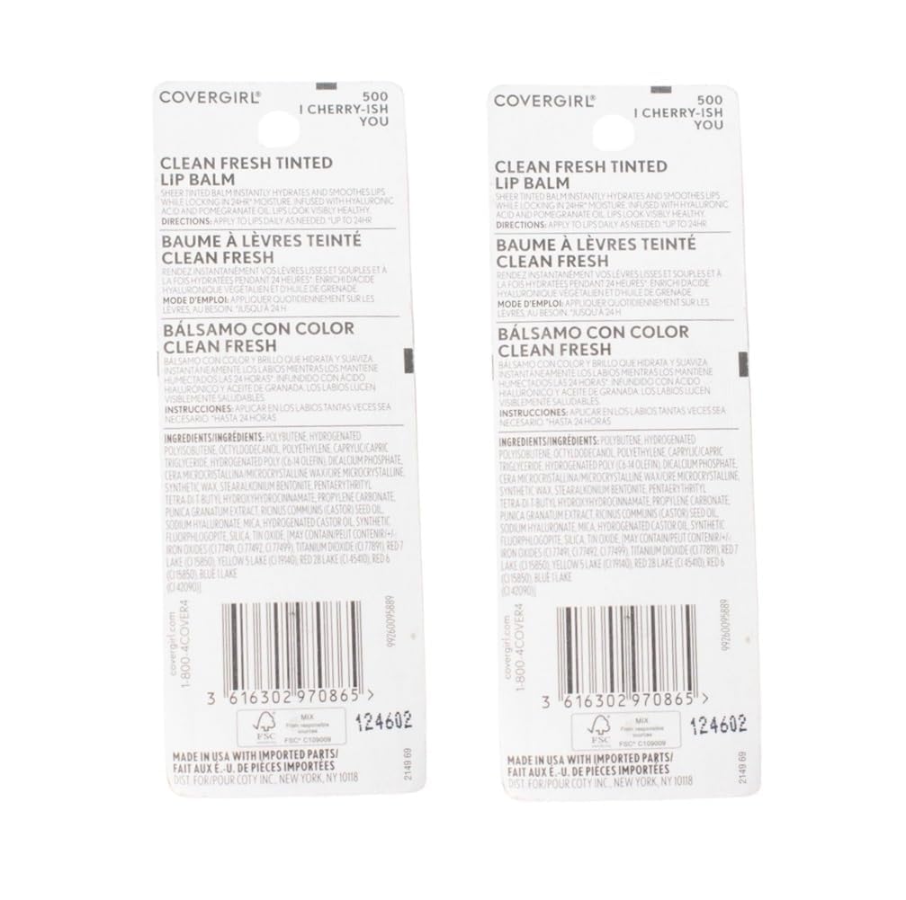Pack of 2 CoverGirl Clean Fresh Tinted Lip Balm, I Cherry-Ish You 500 Beauty and Personal Care COVERGIRL