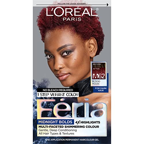 L'Oreal Paris Feria Midnight Bold Multi-Faceted Permanent Hair Dye, One-Step Hair Color Kit for Dark Hair, No Bleach Required, Blood Moon Beauty & Personal Care L'Oreal Paris