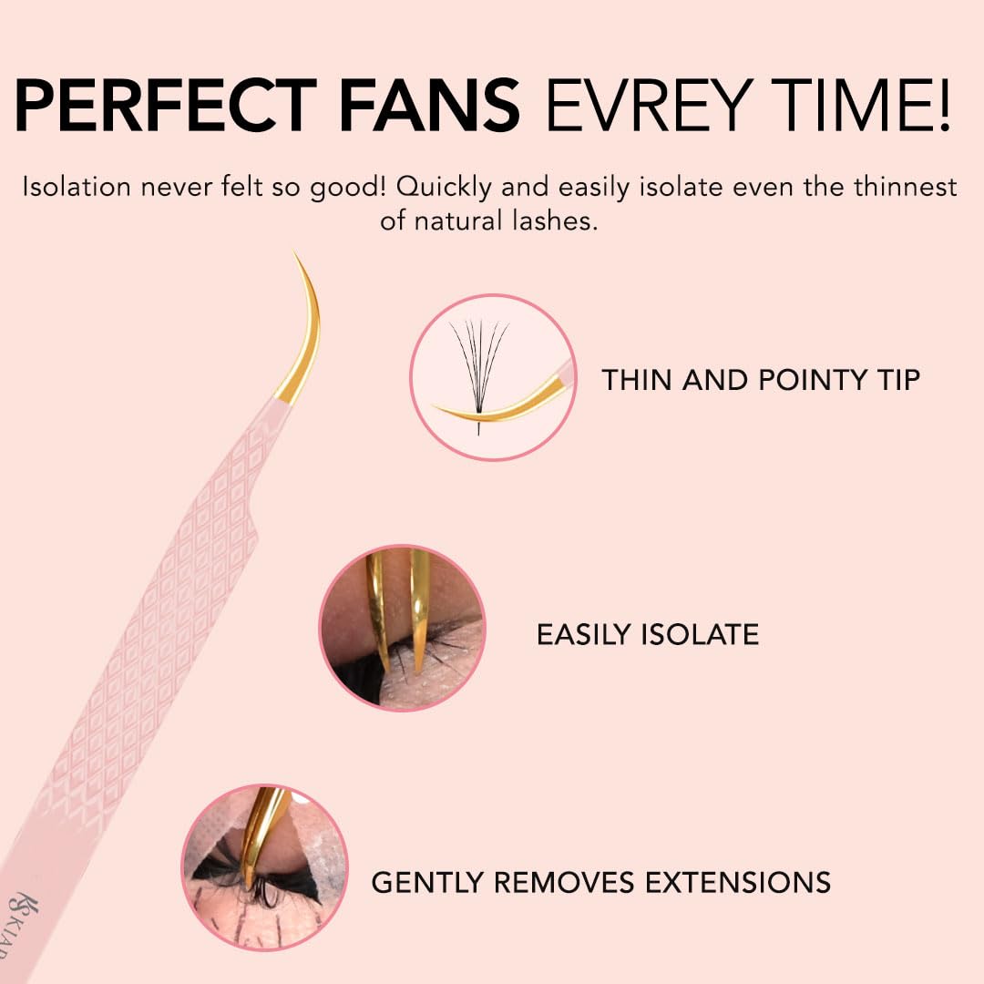 KIARA SKY LASH Tweezer for Eyelash Extensions - Precision Fiber Tip Grip - Volume, Mega Volume, and Lash Removal Fills - Comfortable Ergonomic Design Beauty and Personal Care KIARA SKY