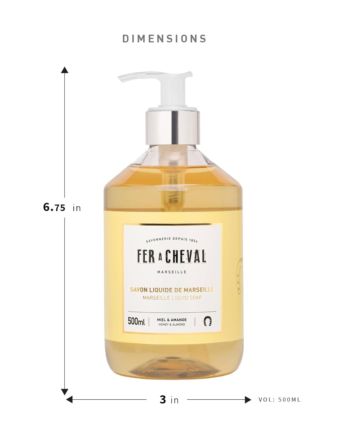 Fer à Cheval Honey & Almond Nourishing Liquid Soap - Natural Almond & Coconut Oil Blend, Ultra Gentle & Moisturizing, Eco-Conscious - Set of 2, 500ml Beauty & Personal Care Fer à Cheval