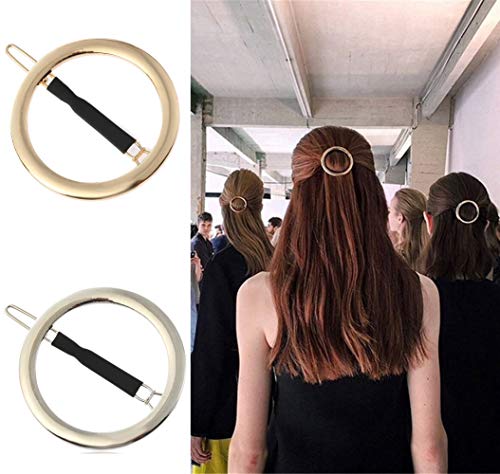 GIYOMI 2 Pcs Minimalist Hair Clip for Women and Girls, Newly designed Hollow Hoop Round Circle Geometric Metal Hair Clip Bobby Pin Ponytail Holder Beauty & Personal Care GIYOMI