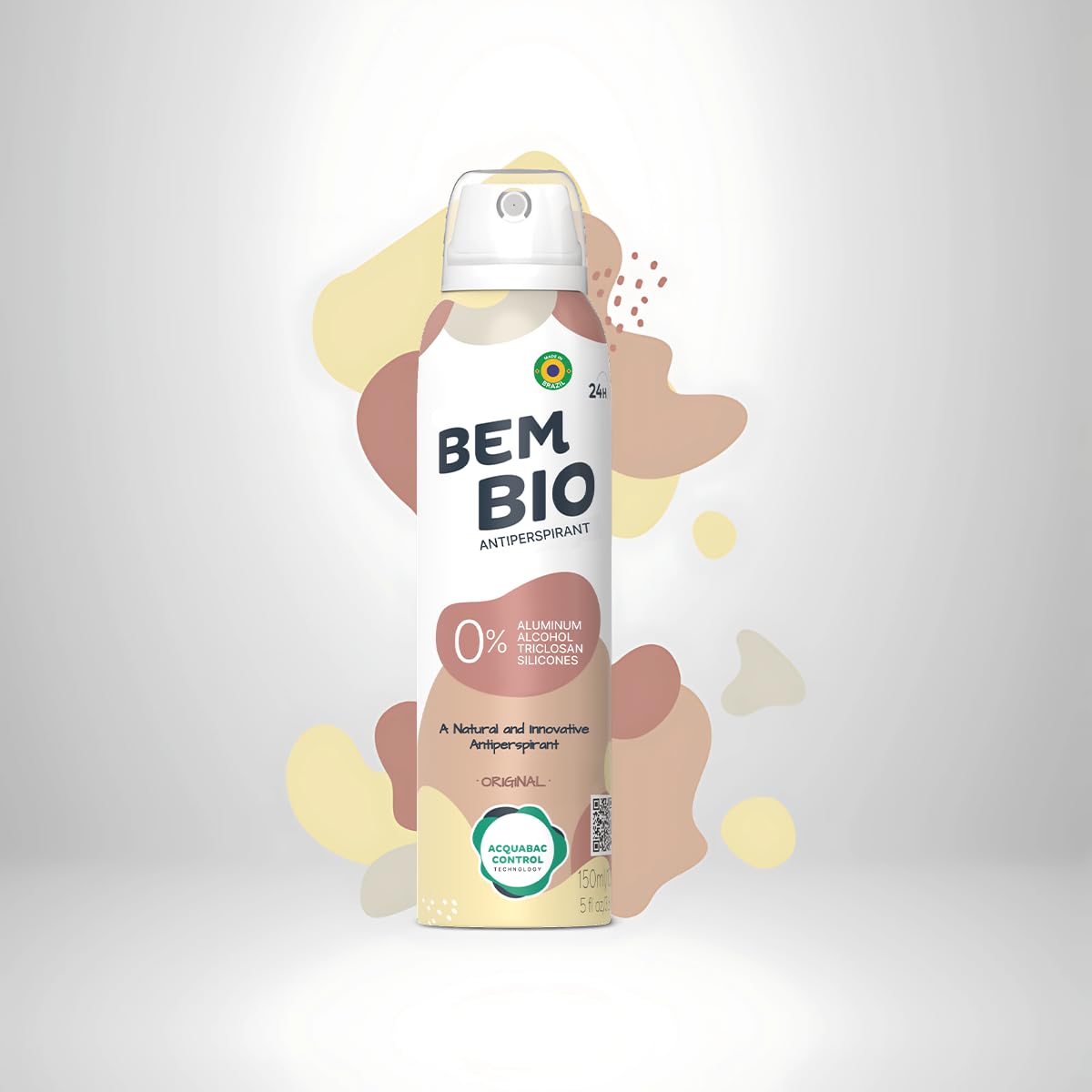 Bem Bio Original Biotranspirant Deodorant, Natural, Aluminum-Free, Vegan, 24-Hour Protection, 150ml (5.07 fl oz) Beauty and Personal Care BEM BIO