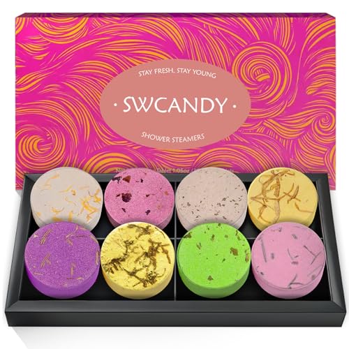 SWCANDY Shower Steamers Aromatherapy Teen Girl Gifts Trendy Stuff Travel Essentials for Women 8 Pcs Natural Essential Oils, Stress Relief Relaxation Beauty and Personal Care SWCANDY