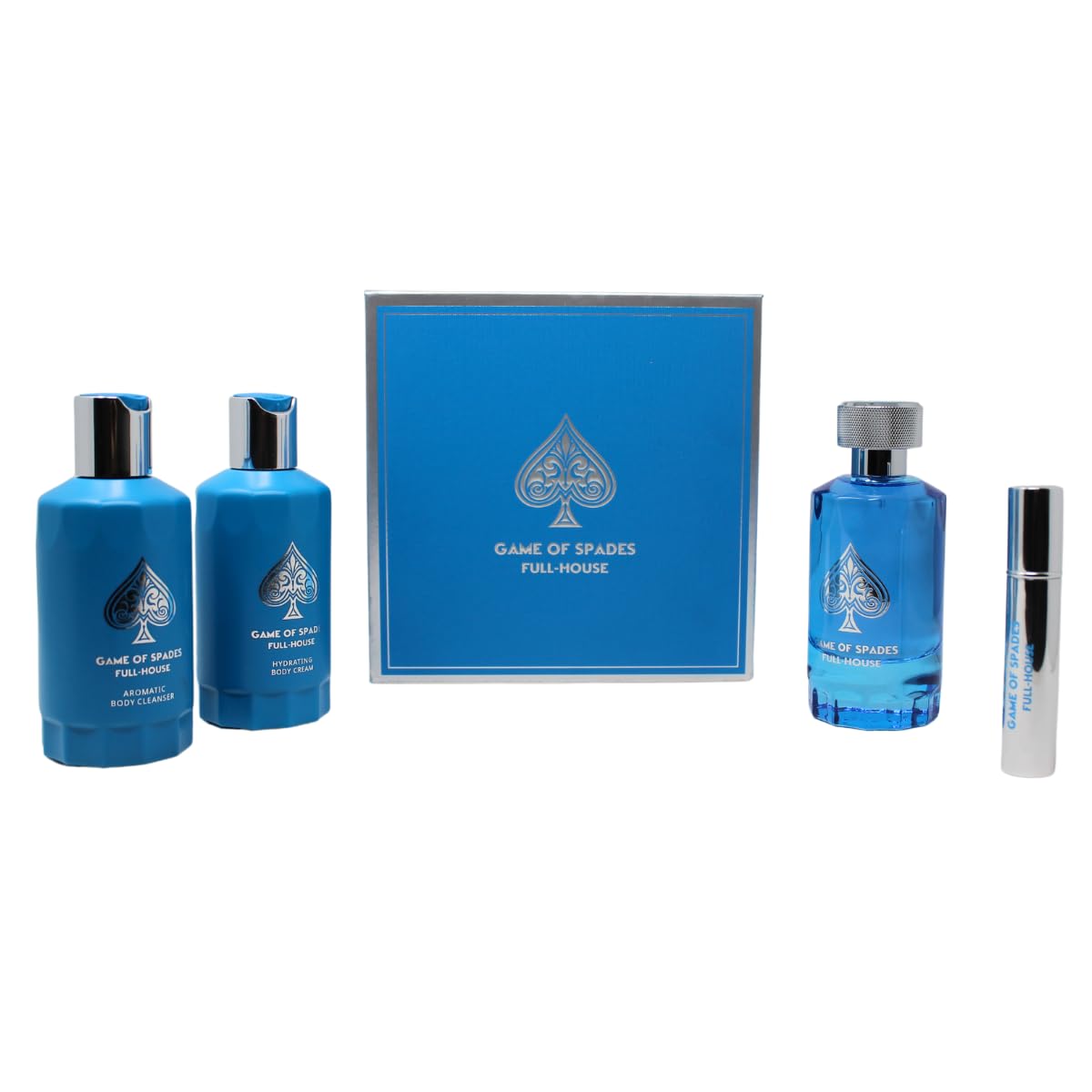 Set Jo Milano Game of Spades Full-House Unisex (4 Pc) 3.4 Oz Parfum / 6.8 Oz Aromatic Body/ 6.8 Oz Body Cream / 0.27 Oz Refillable Atomizer Beauty & Personal Care Jo Milano