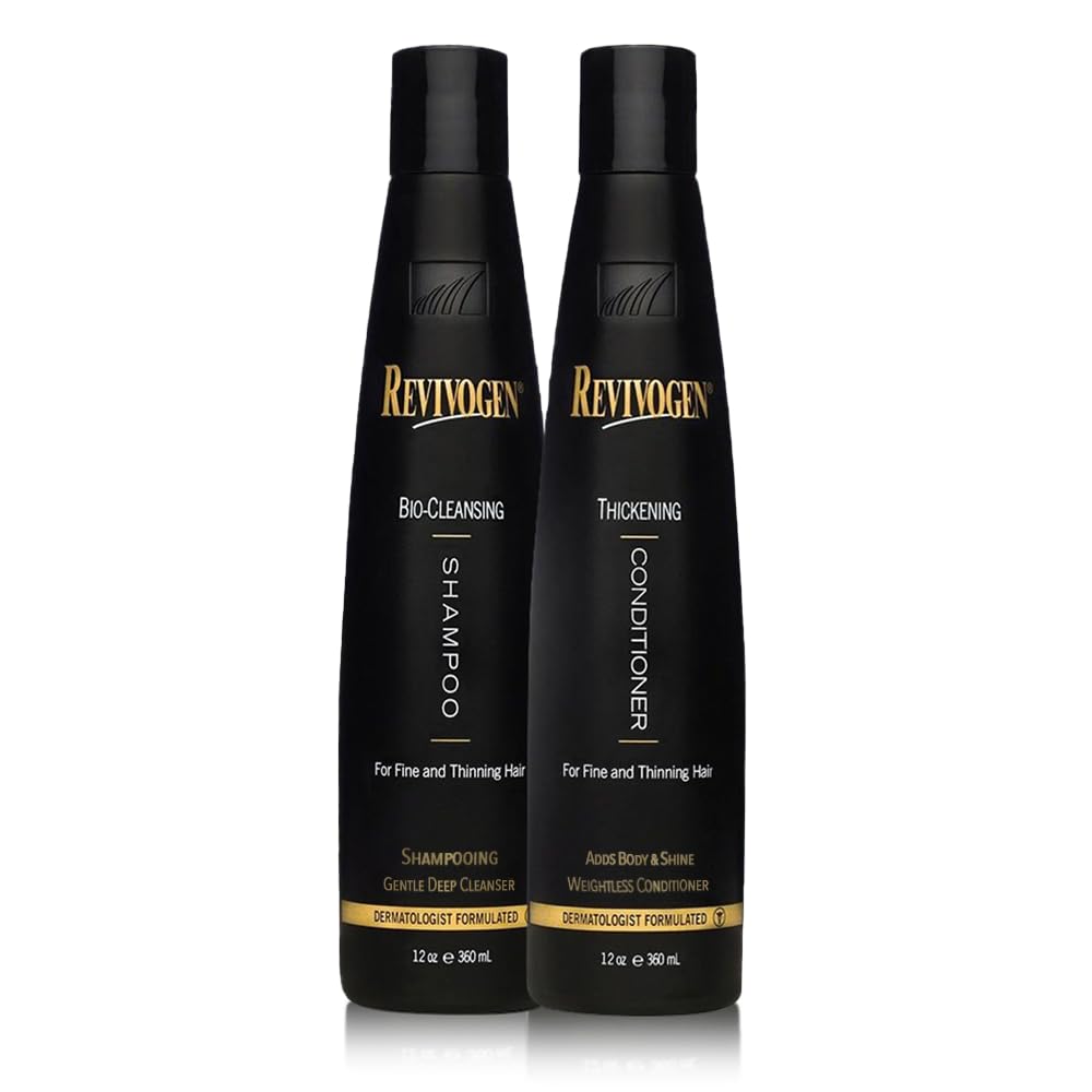 Revivogen MD Bio Cleansing Shampoo & Thickening Conditioner Duo Set for fine, thinning hair create volume, cleanse DHT, nourish scalp for healthier Beauty & Personal Care Revivogen