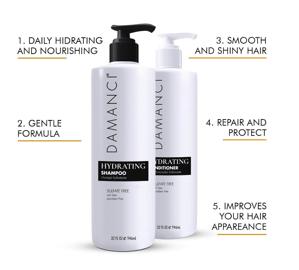 Damanci Hydrating Shampoo and Conditioner Duo, Sulfate Free Shampoo and Conditioner for Dry Hair, with Keratin and Collagen, Paraben and Salt Free Beauty & Personal Care DAMANCI