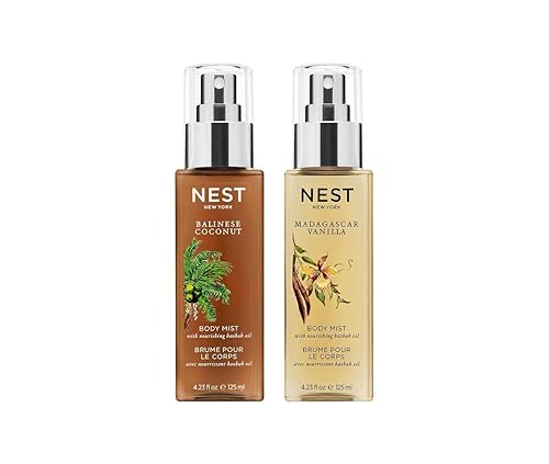 NEST New York Mist & Match: Body Mist Layering Set - Balinese Coconut Perfume Oil Body Mist and Madagascar Vanilla Perfume Oil Body Mist Beauty & Personal Care NEST New York