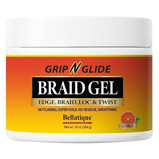 BELLATIQUE GRIP N GLIDE Braiding Gel Maximum Hold for LOC & Twist - No Flaking, No Whitening, Fast Drying, High Shine, Cool & Refreshing, Long Lasting Beauty & Personal Care BELLATIQUE