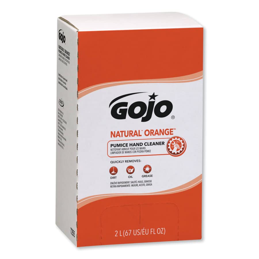 GOJO Natural Orange Pumice Hand Cleaner Refill - Orange Citrus Scent - 67.6 fl oz (2 L) - Dirt Remover, Grease Remover, Soilage Remover - Hand - Gray Beauty & Personal Care GOJO