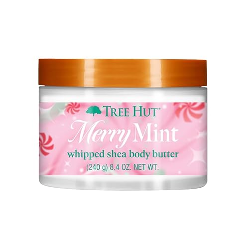 Tree Hut Merry Mint Whipped Shea Body Butter, Long-lasting Hydration Leaves Skin Feeling Soft & Moisturized, Lightweight, Nourishing Essential Body Beauty & Personal Care Tree Hut