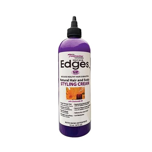 HICKS Edges Natural Hair and Scalp Styling Cream with Chamomile Oil - 16 oz, Purple w/white label, 1, 16.0 Ounce Beauty & Personal Care Ruth Hicks Enterprise