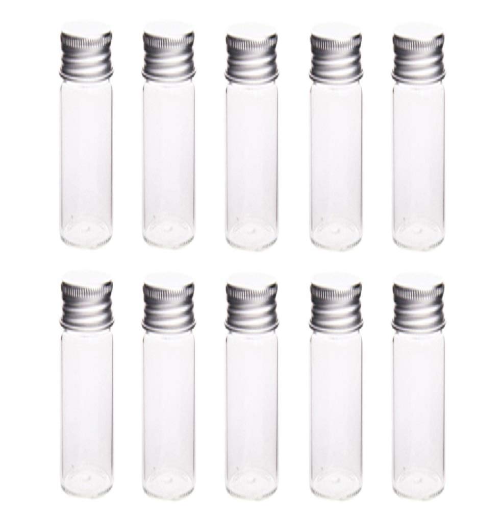 10Pcs Glass Sealed Bottle with Screw Aluminum Cap Clear Tiny Empty Sample Vials Glass Jars Containers Cute Wishes Bottle (20ml) Beauty & Personal Care glasstore