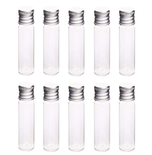 10Pcs Glass Sealed Bottle with Screw Aluminum Cap Clear Tiny Empty Sample Vials Glass Jars Containers Cute Wishes Bottle (20ml) Beauty & Personal Care glasstore