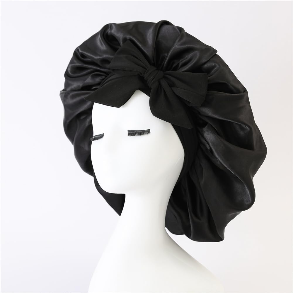Hair Want Large Stain Sleep Bonnet for Women Adjustable Hair Bonnet with Elastic Tie Band for Braids Hair Sleeping Cap Scarf for Hair Care Satin Hair Beauty and Personal Care Hair Want