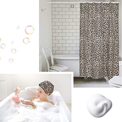 EleCharm Designer Reusable Shower Cap, Leopard Stylish Bath Cap Double Layers Waterproof Bathing Shower Hat Beauty & Personal Care EleCharm