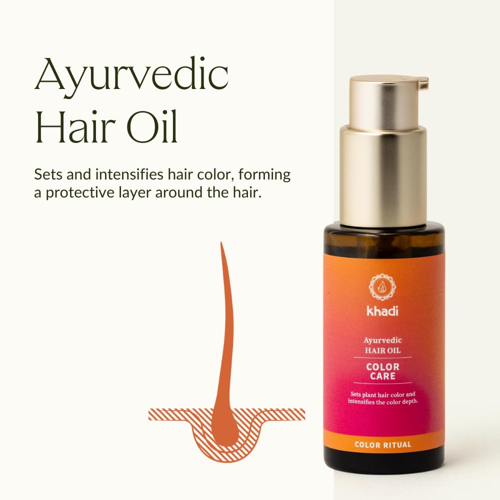 KHADI COLOR CARE Hair Oil - Hair treatment for fixing plant hair color - shine & UV protection - luminosity - 100% natural, plant-based & vegan - 1.69