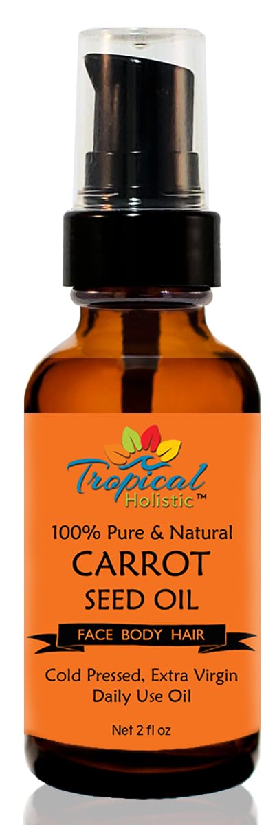 Tropical Holistic 100% Pure Natural Carrot Seed Oil 2oz, Natural, Cold Pressed, Unrefined Carrot Oil for Youthful, Radiant Skin, Face, Hair, Anti Beauty & Personal Care Tropical Holistic